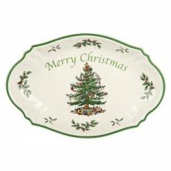 Servierplatten Spode Christmas Tree Platte Oval 28cm (Merry Christmas)