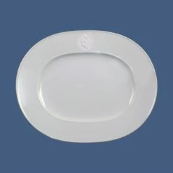 KPM - Berlin Servierplatten KPM - Berlin Arkadia Weiß Platte Oval Klein 30cm Flöte Spielender Marsyas