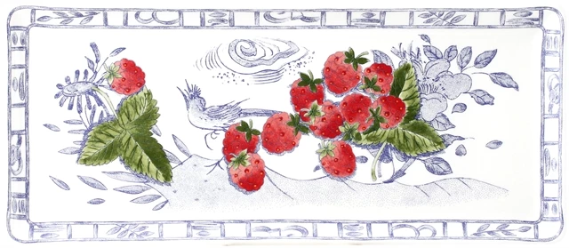 Tortenplatten Gien Oiseau Bleu Fruits Königskuchenplatte 38x14,5cm 3 Tortenplatten Gien Oiseau Bleu Fruits Königskuchenplatte 38x14,5cm