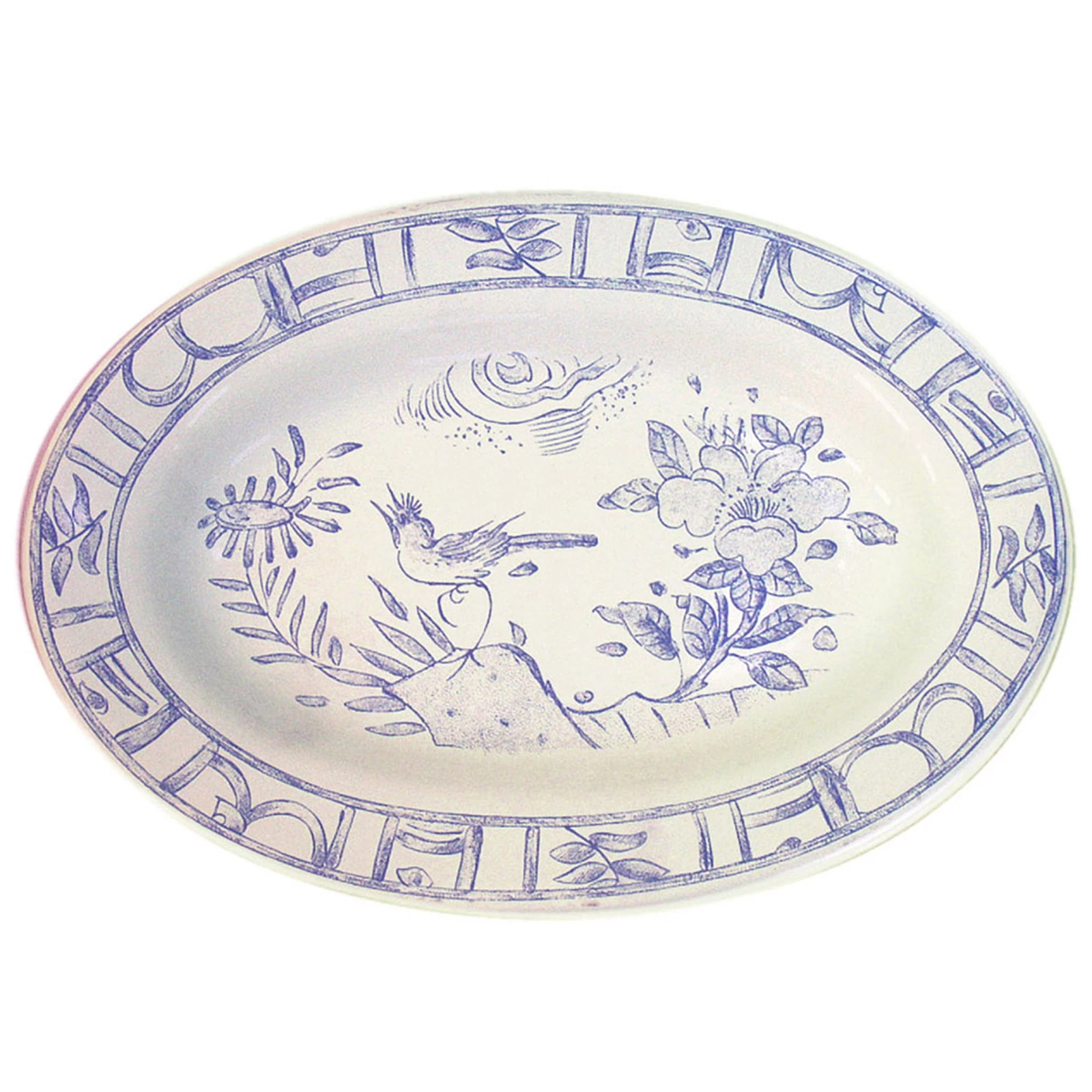 Servierplatten Gien Oiseau Bleu Mono Platte Oval 37x26cm 3 Servierplatten Gien Oiseau Bleu Mono Platte Oval 37x26cm