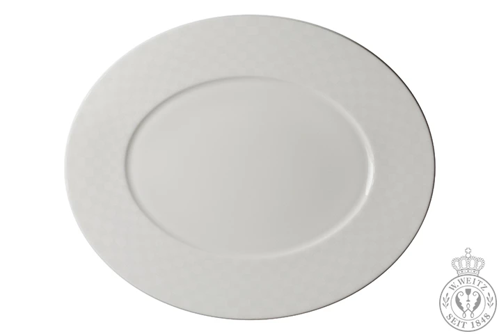 Servierplatten Dibbern Cross White Squares Platte Oval 34cm 3 Servierplatten Dibbern Cross White Squares Platte Oval 34cm