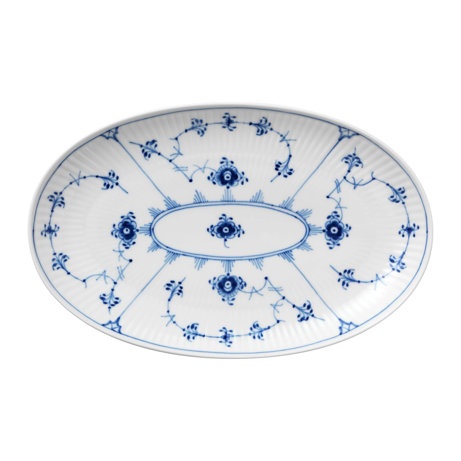 Servierplatten Royal Copenhagen Musselmalet Gerippt Beilage Oval 23cm 3 Servierplatten Royal Copenhagen Musselmalet Gerippt Beilage Oval 23cm