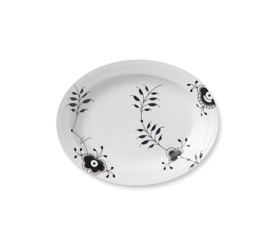 Servierplatten Royal Copenhagen Mega Schwarz Gerippt Platte Oval 36,5cm 3 Servierplatten Royal Copenhagen Mega Schwarz Gerippt Platte Oval 36,5cm