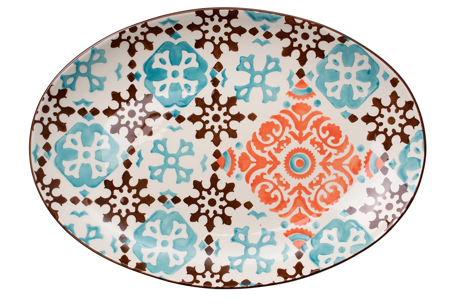 Servierplatten Vista Portuguese Mosaic New Coral Platte Oval 38,5x27,5cm 3 Servierplatten Vista Portuguese Mosaic New Coral Platte Oval 38,5x27,5cm