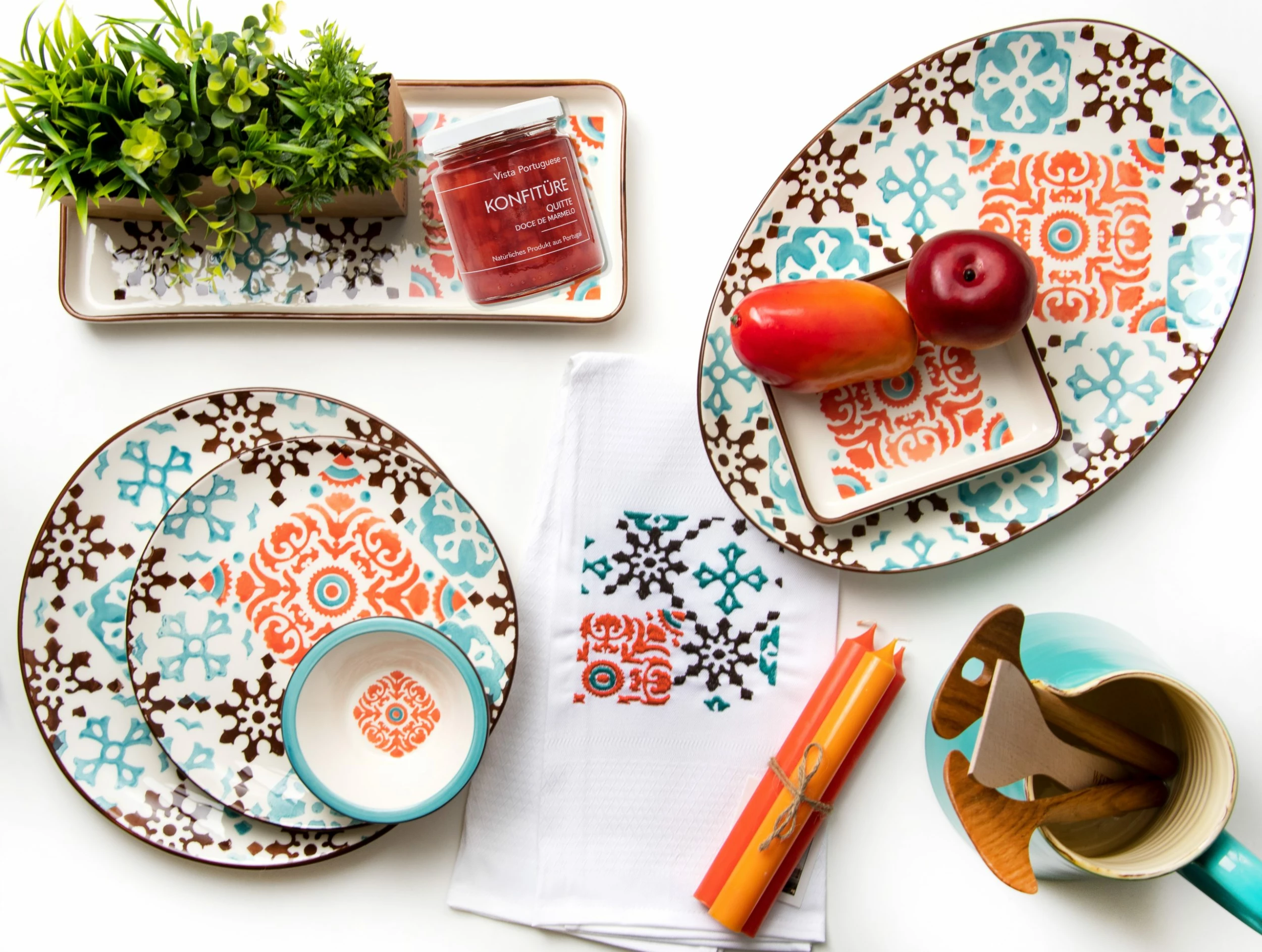 Servierplatten Vista Portuguese Mosaic New Coral Platte Oval 38,5x27,5cm 4 Servierplatten Vista Portuguese Mosaic New Coral Platte Oval 38,5x27,5cm – Bild 2